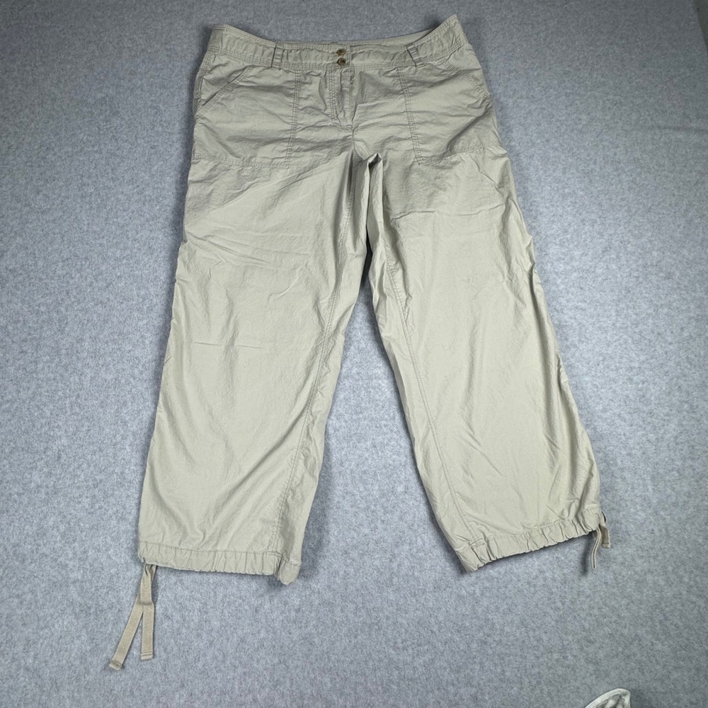 Tommy Bahama Relax Womens Khaki Cotton Crop Pants Tan Size 8 Drawstring Hem